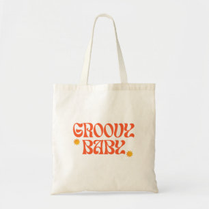 Tote Bag Les années 70 rétro Mustard Orange Black Hippie Su