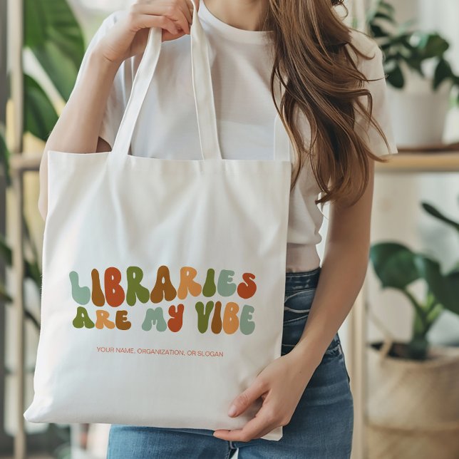 Tote Bag Les Bibliothèques super Rétro Sont Mon Vibe, Bibli (Créateur téléchargé)