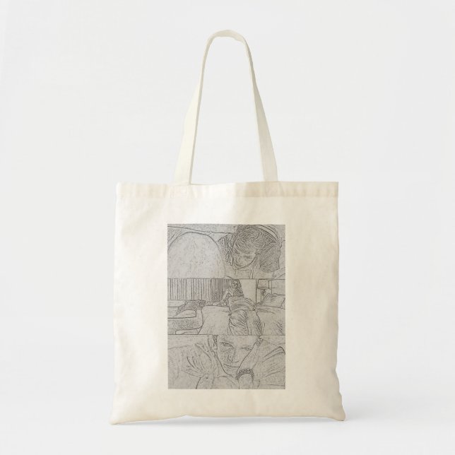 Tote Bag Les Challengers Art et Tashi (Gris Clair) (Devant)