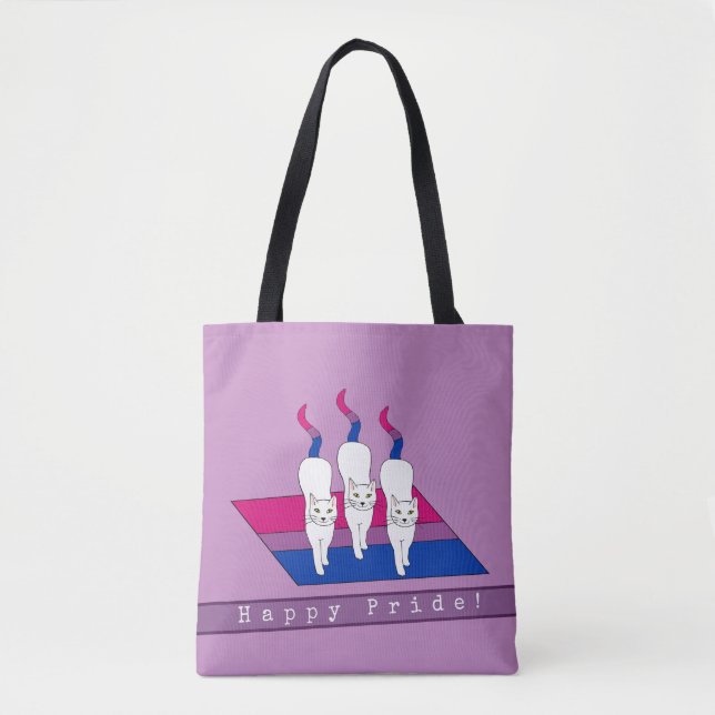 Tote Bag Les chats de la Fierté Heureux avec le drapeau de  (Devant)