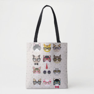 Tote Bag Les chats drôles avec des verres tout plus de -