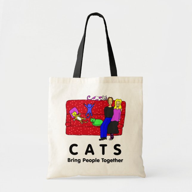 Tote Bag Les chats réunissent des personnes (Devant)