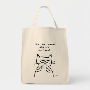 Tote Bag Les chats sont debout toute la nuit - Funny Cat Ma
