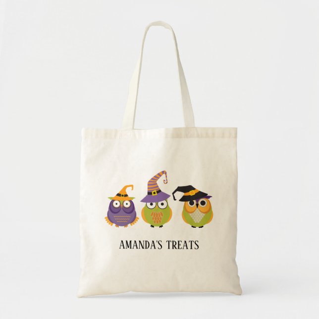 Tote Bag Les chouettes d'Halloween traitent le sac. Sorcièr (Devant)