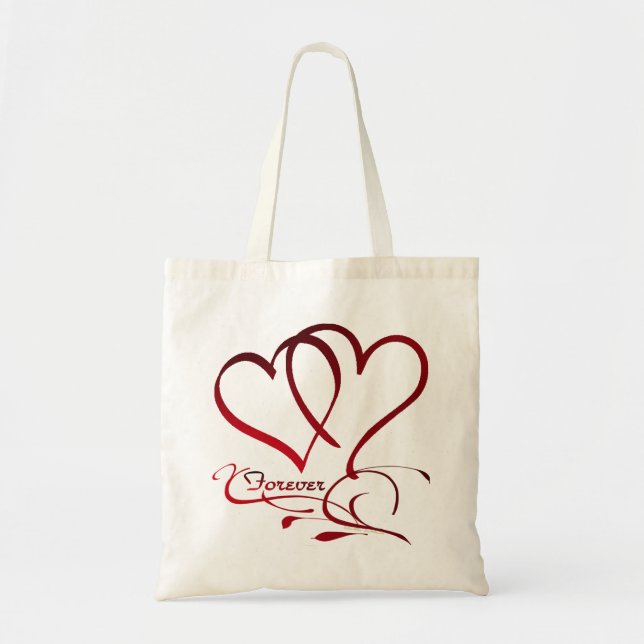Tote Bag Les Coeurs Forever rouge sur blanc (Devant)
