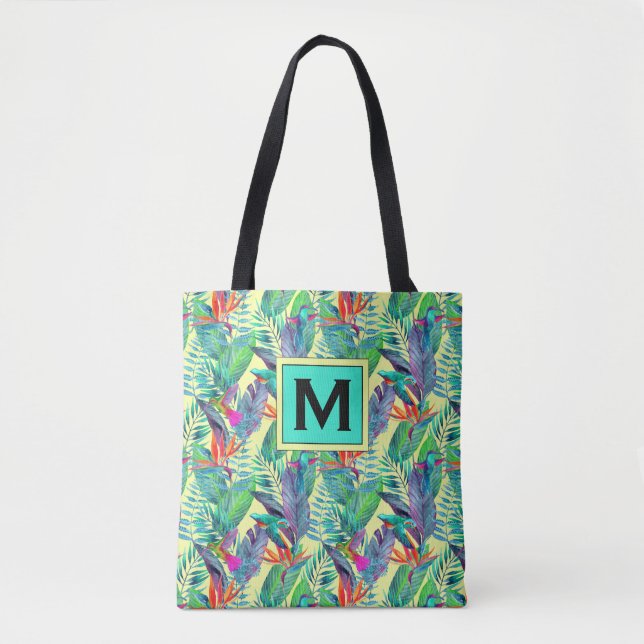Tote Bag Les colibris d'aquarelle | ajoutent votre initiale (Devant)