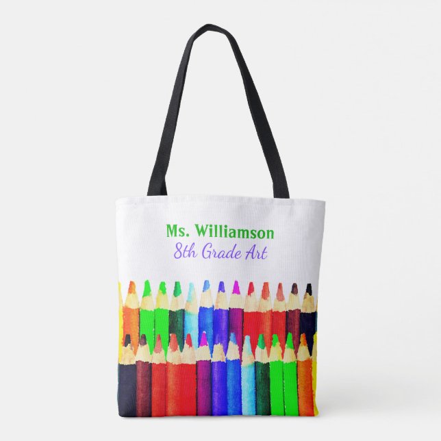 Tote Bag Les crayons couleur Retour À L'École Nom De L'Ense (Dos)