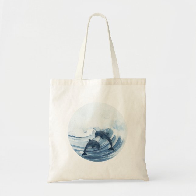 Tote Bag Les dauphins plongeurs dans le surf (Devant)