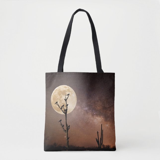 Tote Bag Les déserts | Cactus Saguaro avec oiseaux dans le  (Devant)
