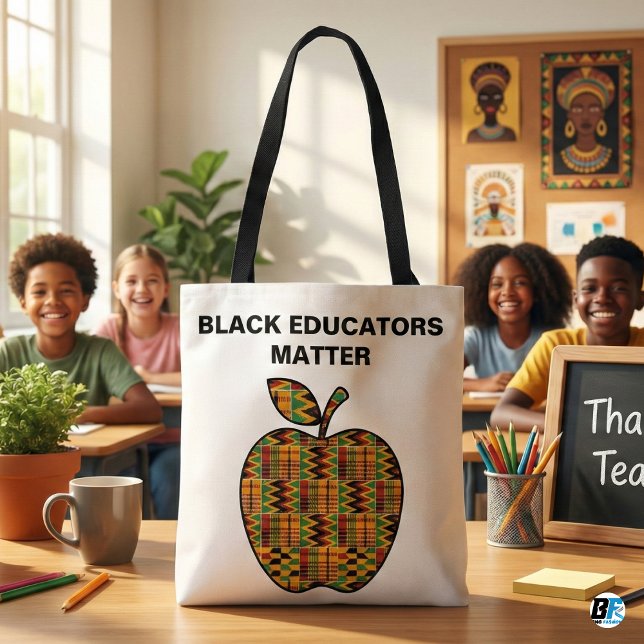 Tote Bag Les éducateurs noirs comptent Tissu Kente Pomme En (Créateur téléchargé)