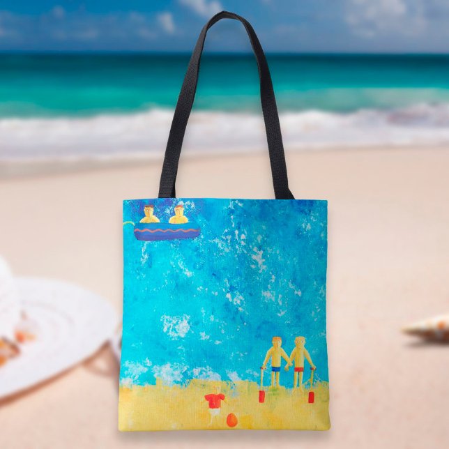 Tote Bag Les enfants au bord de la mer Plage moderne (Créateur téléchargé)