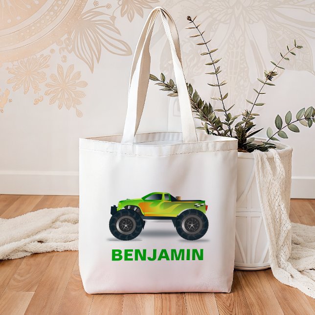 Tote Bag Les enfants du camion monstre vert (Créateur téléchargé)