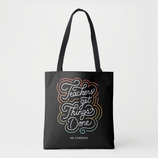 Tote Bag Les Enseignants Modernes Rainbow Swirl Obtiennent  (Devant)
