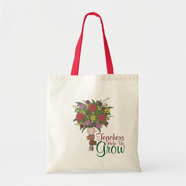 Tote Bag Les enseignants nous aident à grandir Fleur Bouque (Devant)