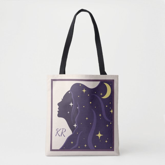 Tote Bag Les étoiles d'or violet de l'Univers cosmique pers (Devant)