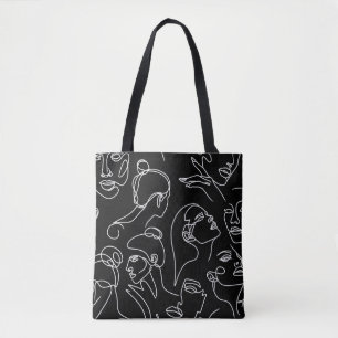 Tote Bag Les femmes affrontent le Motif de dessin Abstrait
