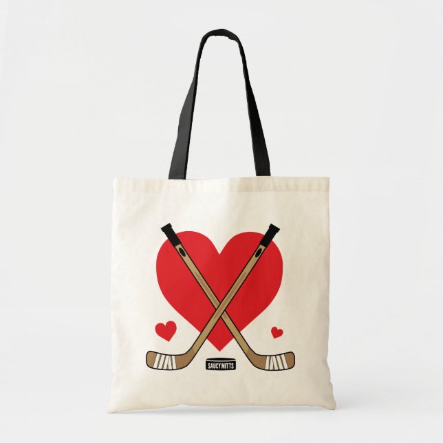 Tote Bag Les filles aiment les bâtons de hockey de coeur po (Devant)