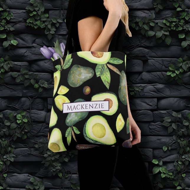 Tote Bag Les fleurs d'Avocado | Motif de fruits rustiques v (Créateur téléchargé)