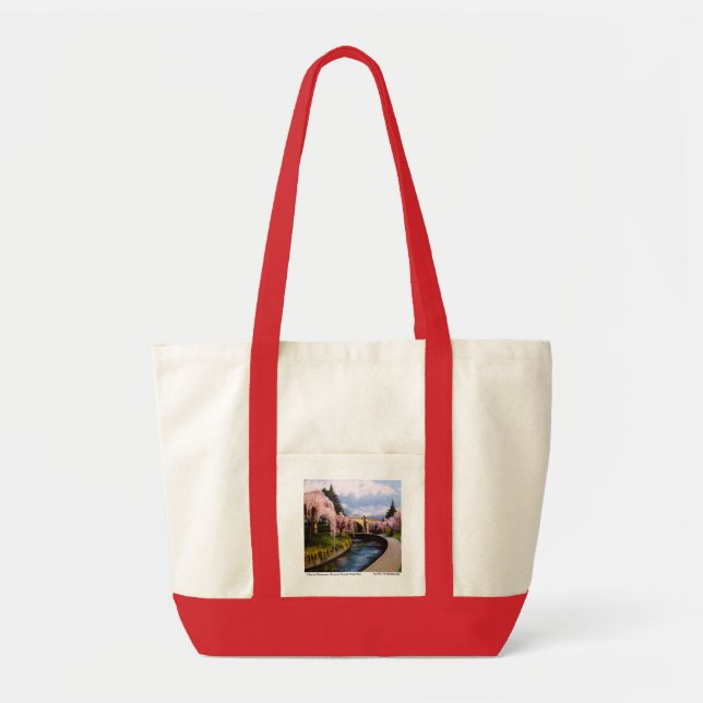 Tote Bag Les fleurs de cerisier dans la branche Brook Park, (Devant)