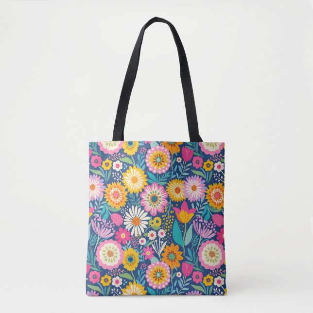Tote Bag Les fleurs joyeux (Devant)