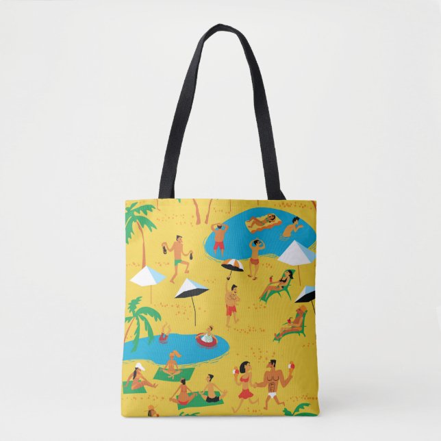 Tote Bag Les gens de plage d'été sans couture motif. Retour (Devant)