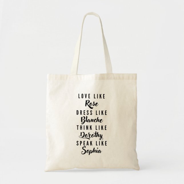Tote Bag Les Golden Girls Typographie noir et blanc (Devant)