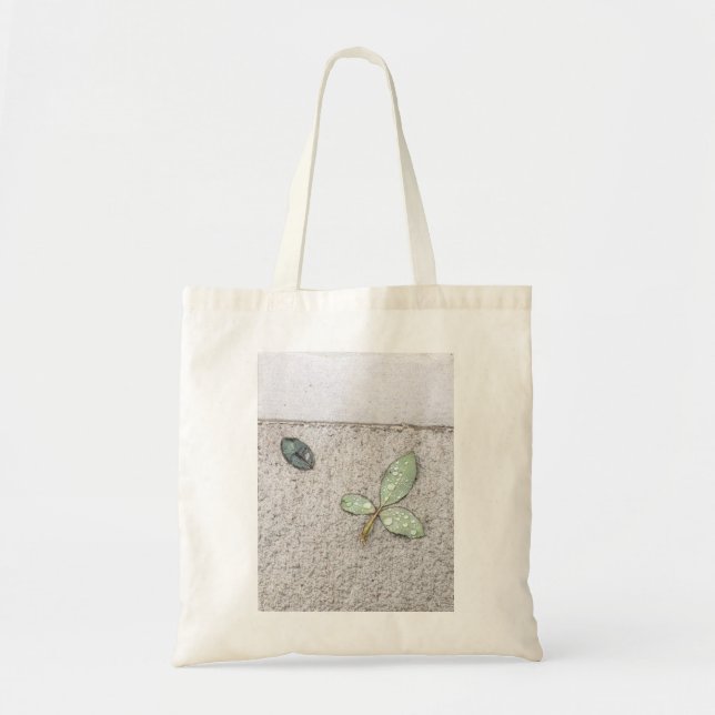 Tote Bag Les gouttelettes d'eau sur la photographie feuille (Devant)