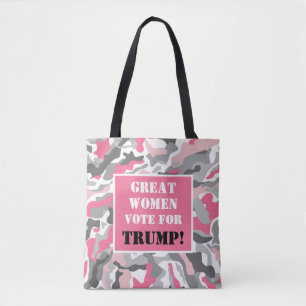 Tote Bag Les grandes femmes votent pour Trump Pink Camo