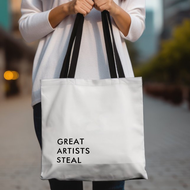 Tote Bag Les grands artistes volent noir et blanc (Créateur téléchargé)
