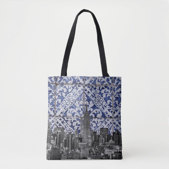 Tote Bag Les gratte-ciels de New York rencontrent les carre (Devant)