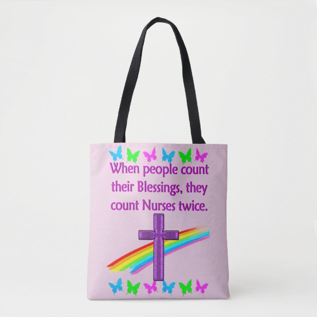 TOTE BAG LES INFIRMIÈRES SONT UNE BÉNÉDICTION (Devant)