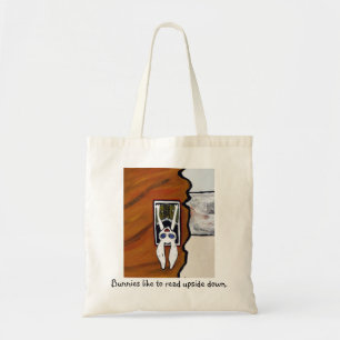 Tote Bag Les lapins aiment lire upside-down.