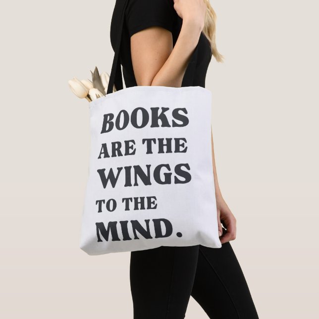Tote Bag "Les livres sont les ailes de l'esprit" Pun (De près)