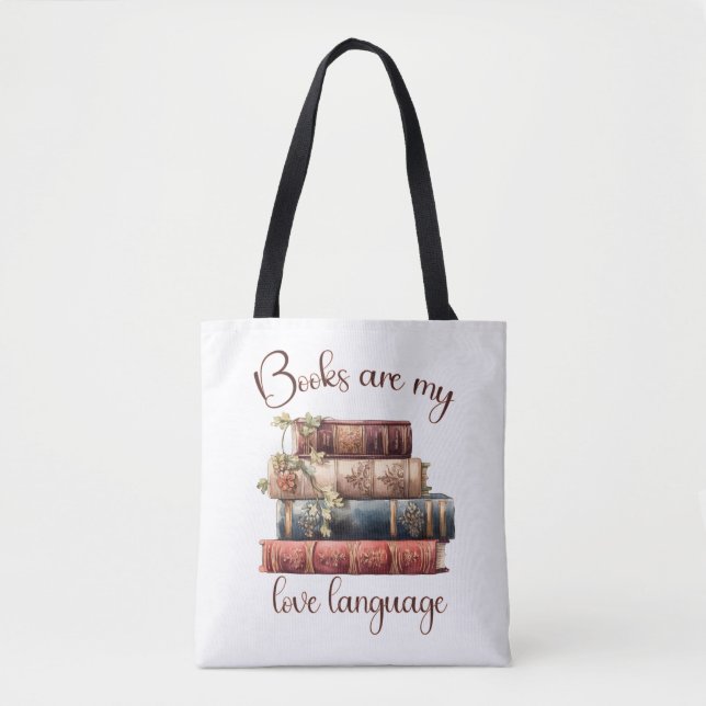 Tote Bag Les Livres Sont Ma Langue D'Amour (Devant)