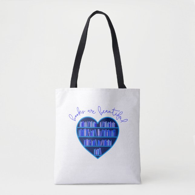 Tote Bag "Les livres sont magnifiques", le coeur de fourre- (Devant)