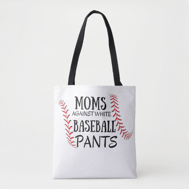 Tote Bag Les mamans contre les pantalons de baseball blanc (Devant)
