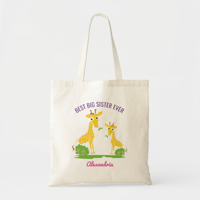 Tote Bag Les meilleures filles de grande soeur de girafe (Devant)