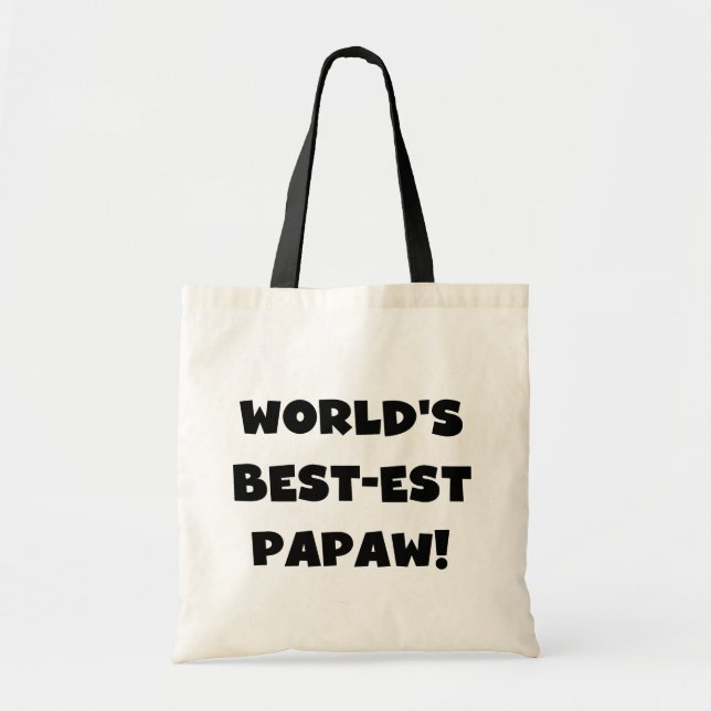 Tote Bag Les meilleurs cadeaux Papaw du monde de Black Text (Devant)