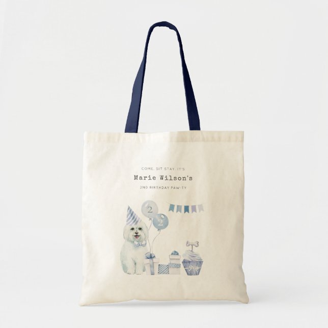 Tote Bag Les mignons Garçons Blue Party Chien Chien Chien C (Devant)