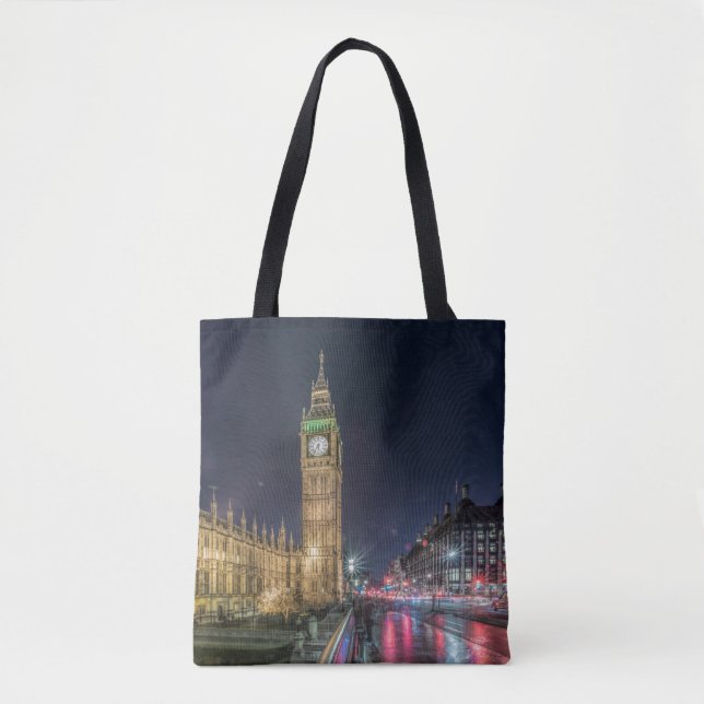 Tote Bag Les monuments | Big Ben la nuit (Devant)