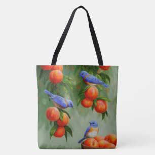 Tote Bag Les oiseaux bleus dans le verger d'un bracelet
