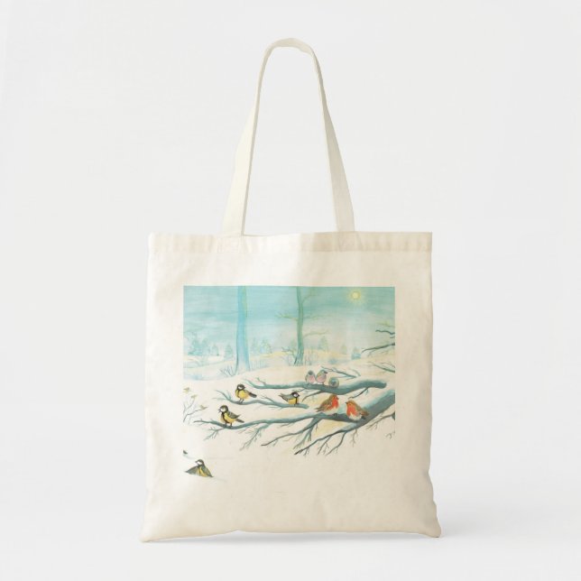 Tote Bag Les oiseaux forestiers en hiver (Devant)