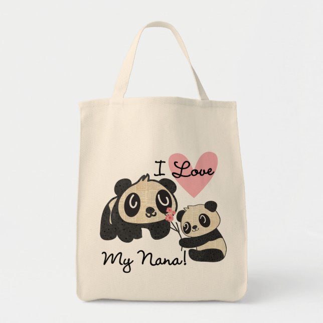 Tote Bag Les pandas I aiment ma Nana (Devant)