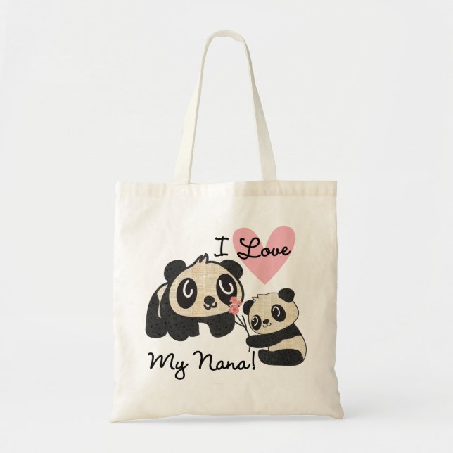 Tote Bag Les pandas I aiment ma Nana (Devant)