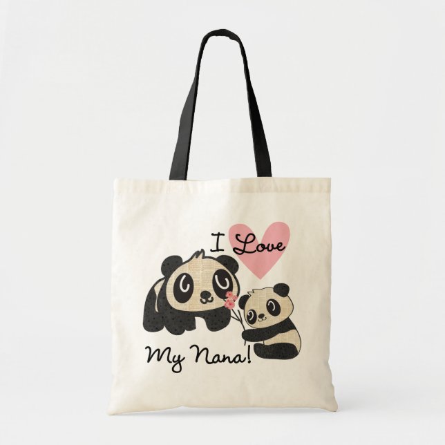 Tote Bag Les pandas I aiment ma Nana (Devant)