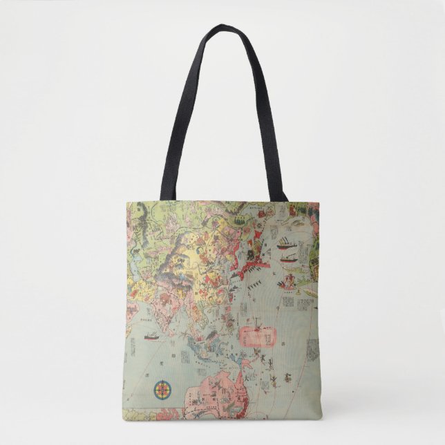 Tote Bag Les parcours aériens du monde de carte du monde (Devant)