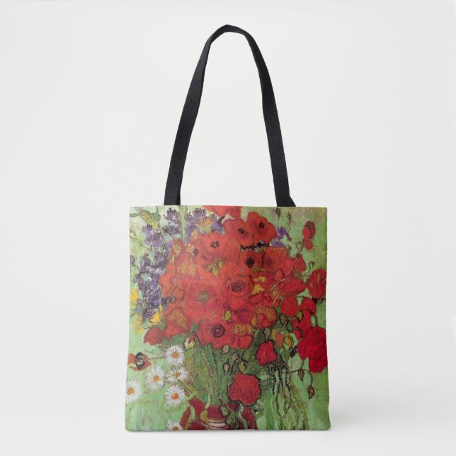 Tote Bag Les pavots rouges et les marguerites de Vincent va (Devant)