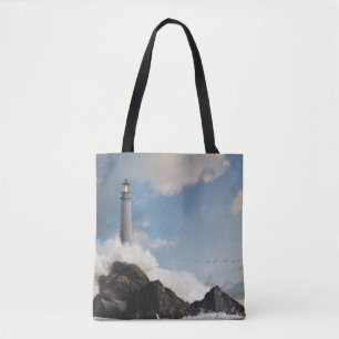 Tote Bag Les phares Phare Avec Vagues De Crise