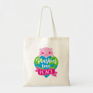 Tote Bag Les Plushies aiment la paix Cute Kawaii Coeur Te