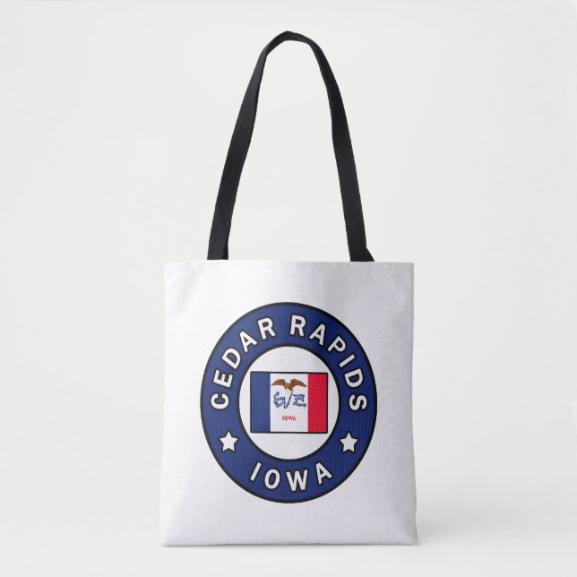 Tote Bag Les rapides de cèdre Iowa (Devant)